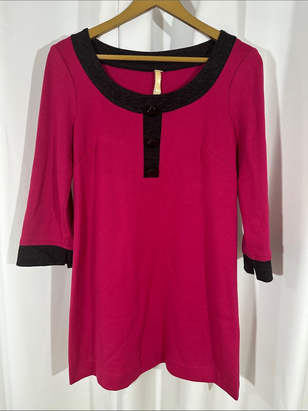 Uncle Frank Pink Colorblock Tunic Size Small 3/4 Sleeve Boutique Boho